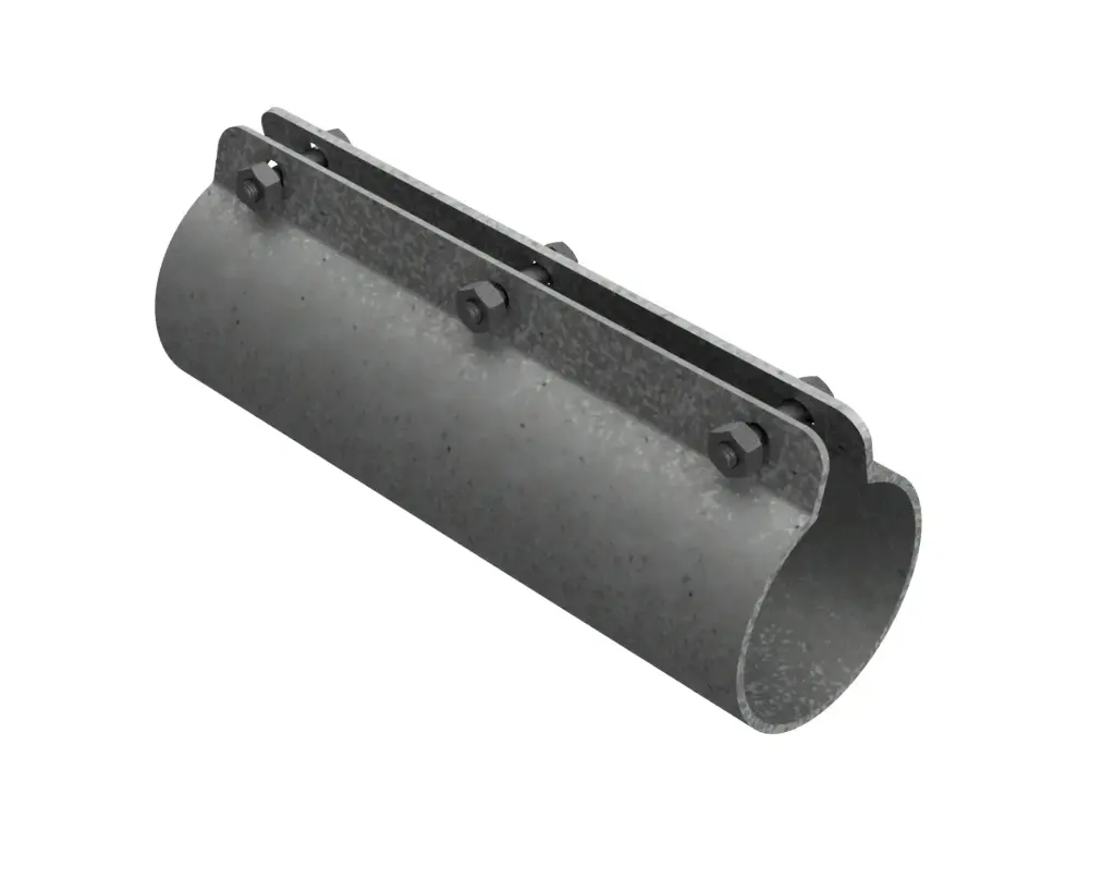 T60mm 料管连接件 L-=200 T=1.2mm厚度，4孔，配4套热镀锌M8*20内六角螺栓和M8螺母 275g镀锌板