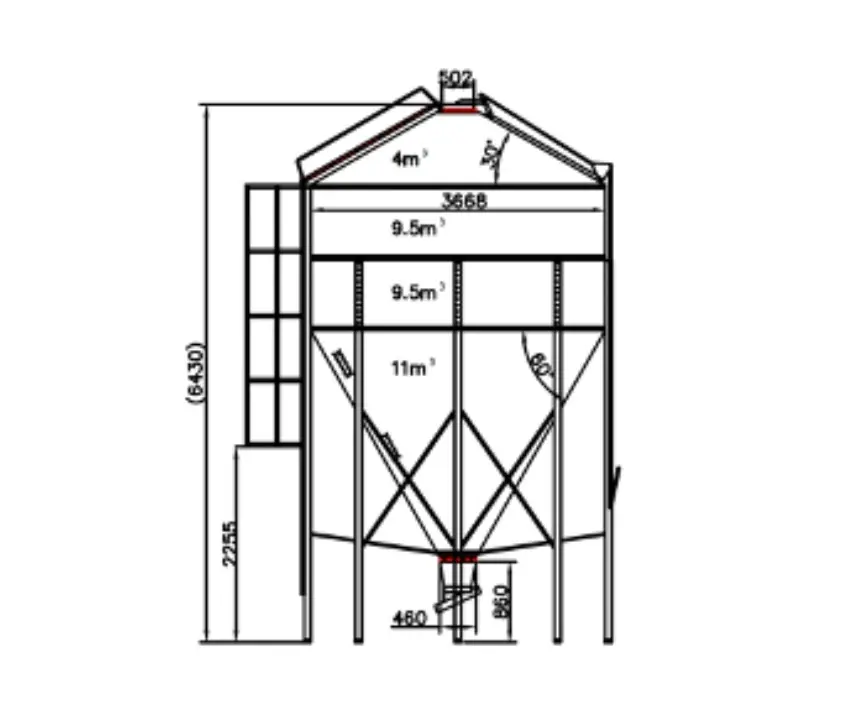 [5-0077-1] SILO RACAO 22T D3600 2A - 33.8m3